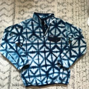 Patagonia Synchilla Women's M Snap-T Fleece Diamond Dancer Shibori Blue Tie Dye